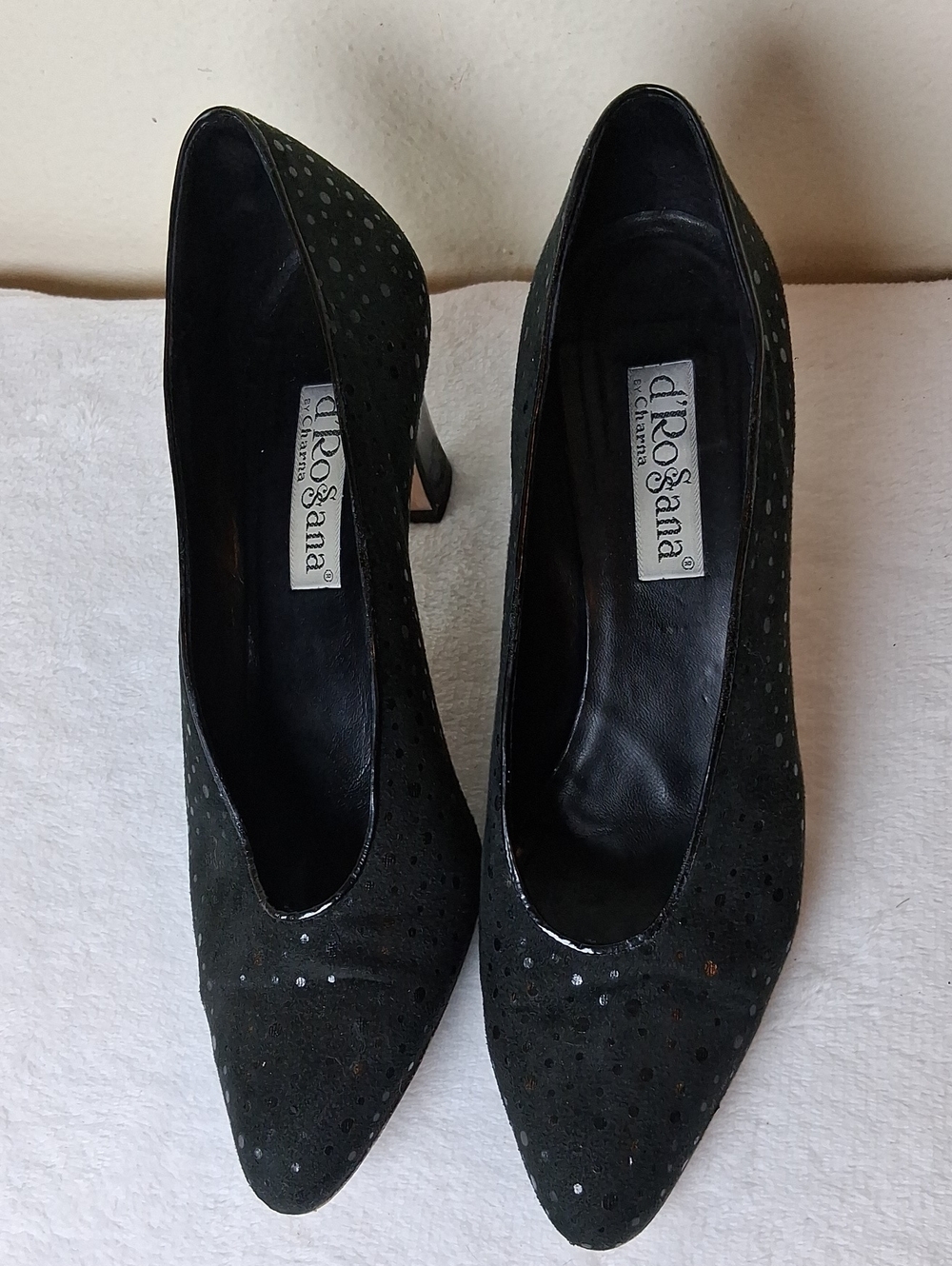 Black Suede Pointed-Heel Pumps
